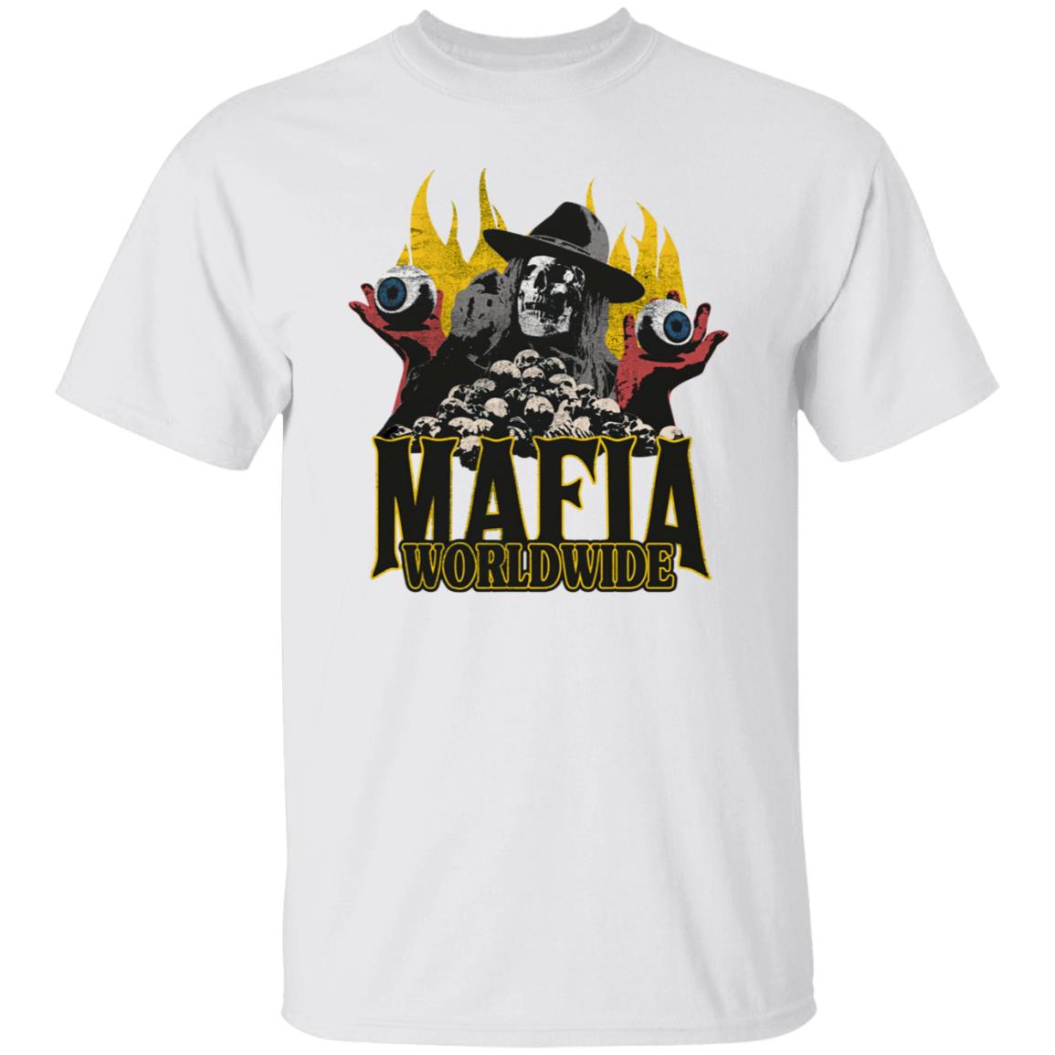 Mafia Worldwide Merch Skulls On Fire Tee Shirt